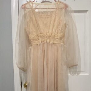Elegant Cream Sheer Dress
